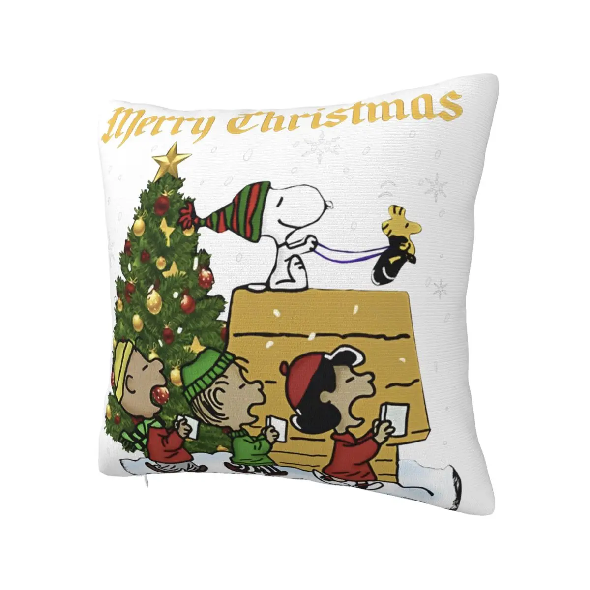 Christmas Snoopy Cartoon Pillow Cover Woodstock Peanuts Charlie Brown Pillow Case Square Cushion Cover Pillowcases