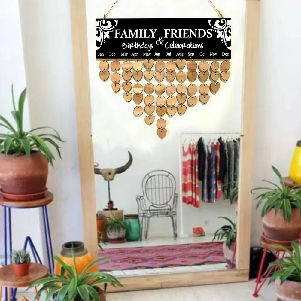 

DIY Wood Calendar Family Friends Birthday Reminder Board Wooden Disc Set House Hanging Decoration Wall Art Practical