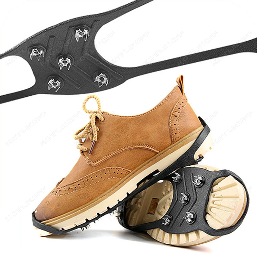 KOTLIKOFF 8 Teeth Ice Gripper For Shoes Snow Crampons Anti Slip Hiking Cleats Spikes Traction Winter Outdoor Mountain Climbing