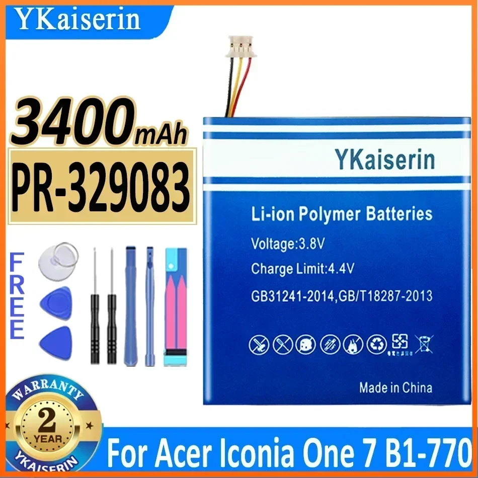 YKaiserin 3400mAh Laptop Batteries PR-329083 for Acer Iconia One 7 One7 B1-770 Portable Power Bank Battery Warranty