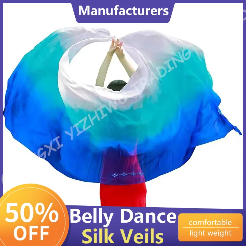 Hand Made Women Pure Natural Chinese Belly Dance Silk Veils Dancing Hand Scarves Accessories