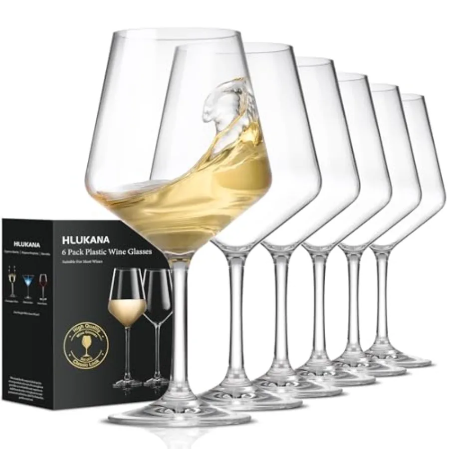 

Unbreakable Wine Glasses Set of 6, 16 oz Plastic Wine Glasses with Stem, BPA Free, Reusable Wine Glass for Poolside, Outdoors C