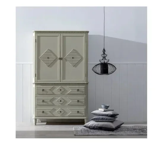 Assemble wooden furniture bedroom custom minimalist wardrobe closets 2 Doors 3 Drawers Sage Green