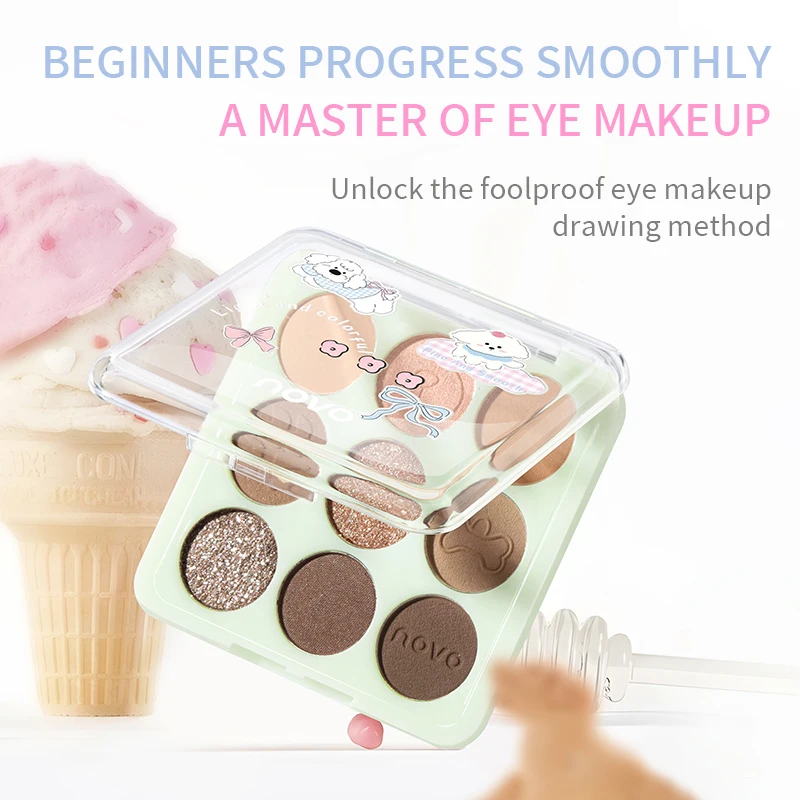 かわいい漫画アイシャドウパレットマットシマーナチュラルロングラスティング防水ブレンド可能 9 色高着色アイメイク