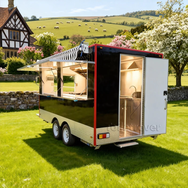 Luxury Outdoor Commercial Food Trailer Street Mobile Food Truck Trailer Fully Equipped Food Truck with Concession Window