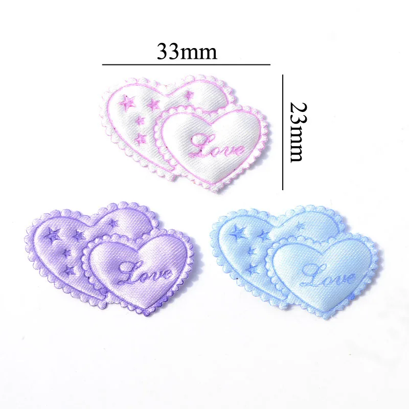 40Pcs Mixed Double Heart 'Love'&'Star' Laciness Cloth Pads Patches Applique for Craft/Clothes/Wedding DIY Decoration