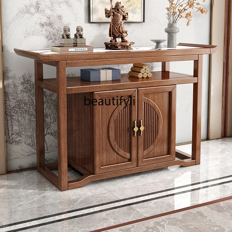 New  solid wood table for household use Buddhist niche Zen-style entrance hall strip case Zhongtang Shentai entrance cabinet