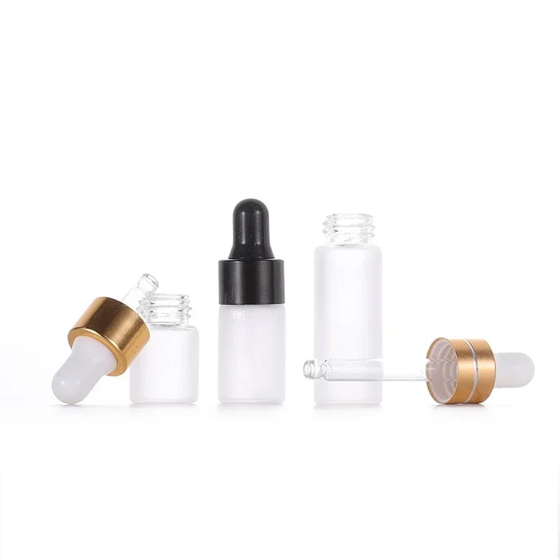 Butelka z zakraplaczem Mały delikatny olejek 1-5 ml Przezroczyste matowe szkło Próbka esencji Oddzielne puste butelki na olejki eteryczne Fiolki wielokrotnego napełniania