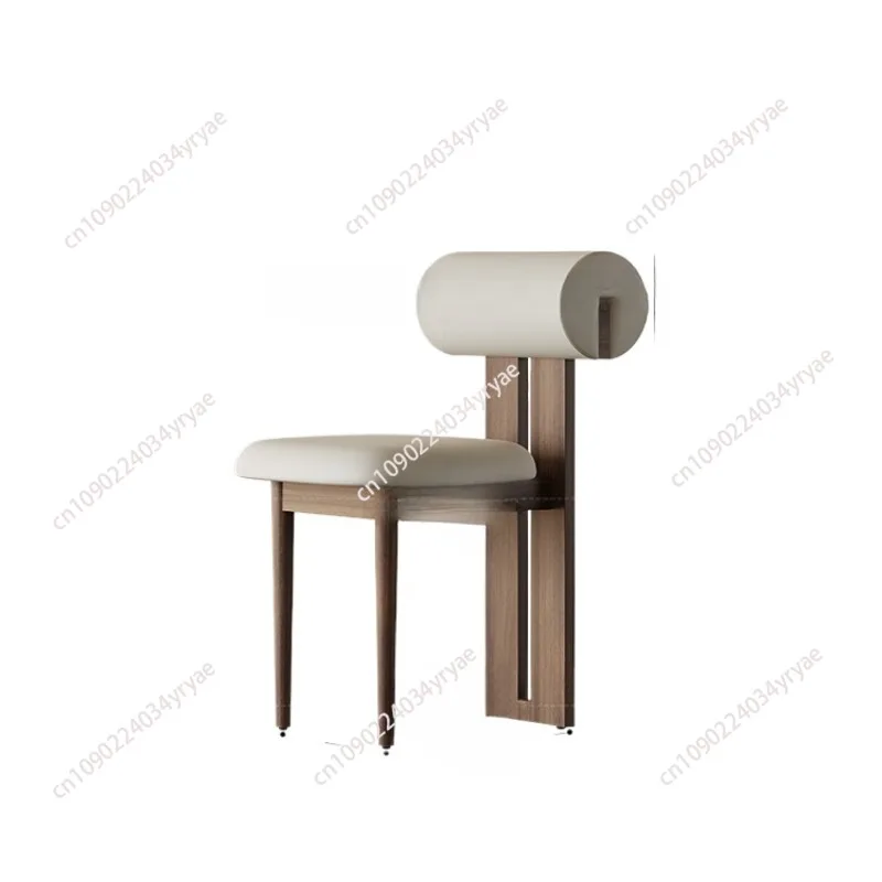 Nordic walnut solid wood dining chair household simple dining table chair wabi sandy wind designer chair