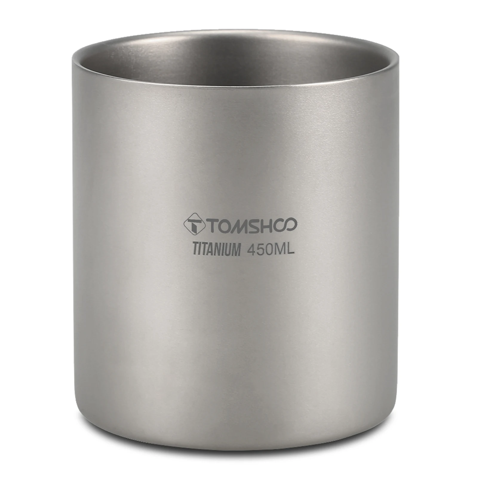 TOMSHOO Doppelwandiger Titan-Wasserbecher, Kaffee- und Teebecher für Zuhause, Büro, Outdoor, Camping, Wandern, Rucksackreisen, 220/350/450/600 ml