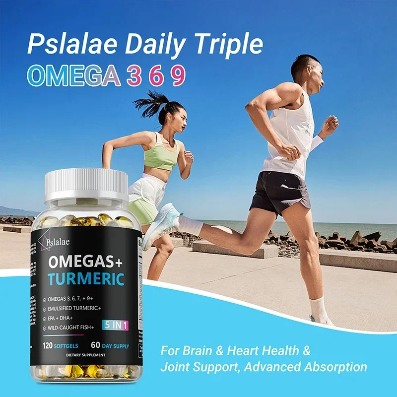 

Omegas+ Turmeric Capsules - Absorption, Improves Digestion, Promote Joint and Bone Health, Antioxidants,Non-GMO - with DHA & EPA