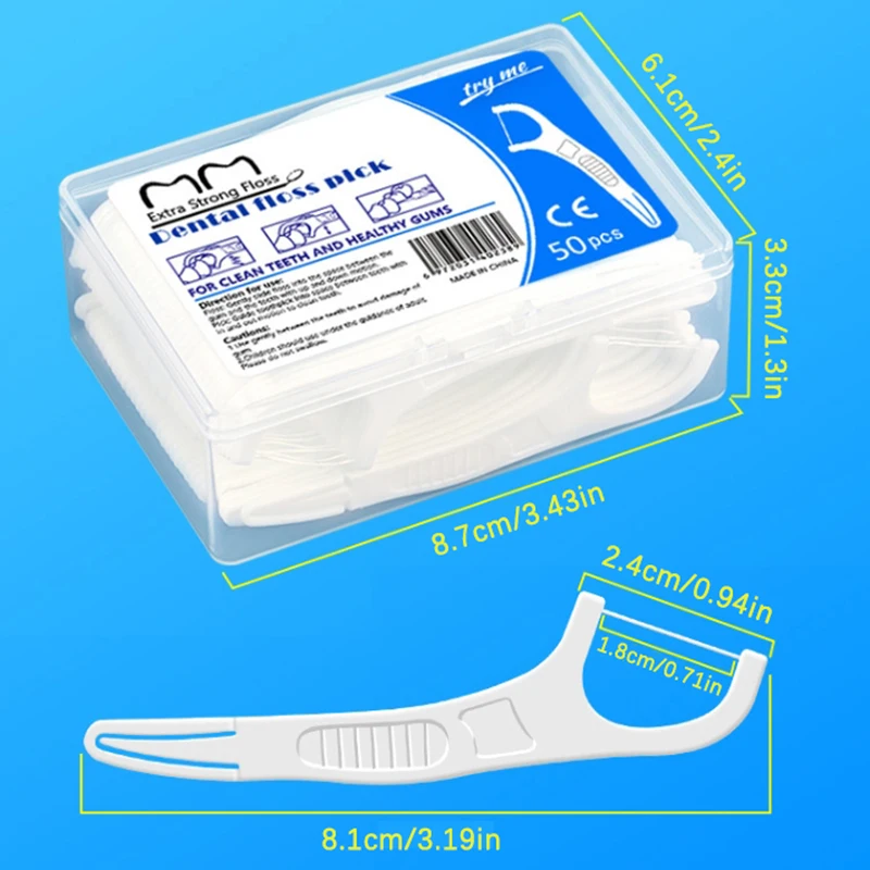 Bâton de Fil Dentaire Ultra Fin Blanc à Double Tête Pliable, Soins d'Hygiène Buccale Interdentaire, Outils de Cure-Dents, 50 Pièces/Boîte