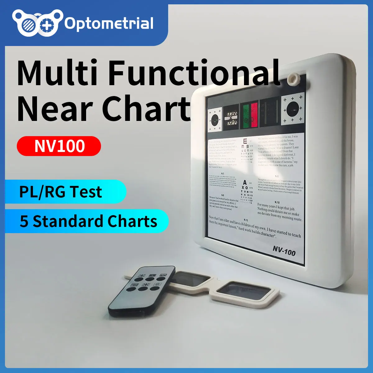 Near vision Tester NV 100 Multi Function Binocular Balance Tests Uncompensated Heterophoria Motor Eye Dominance LED Visual Chart