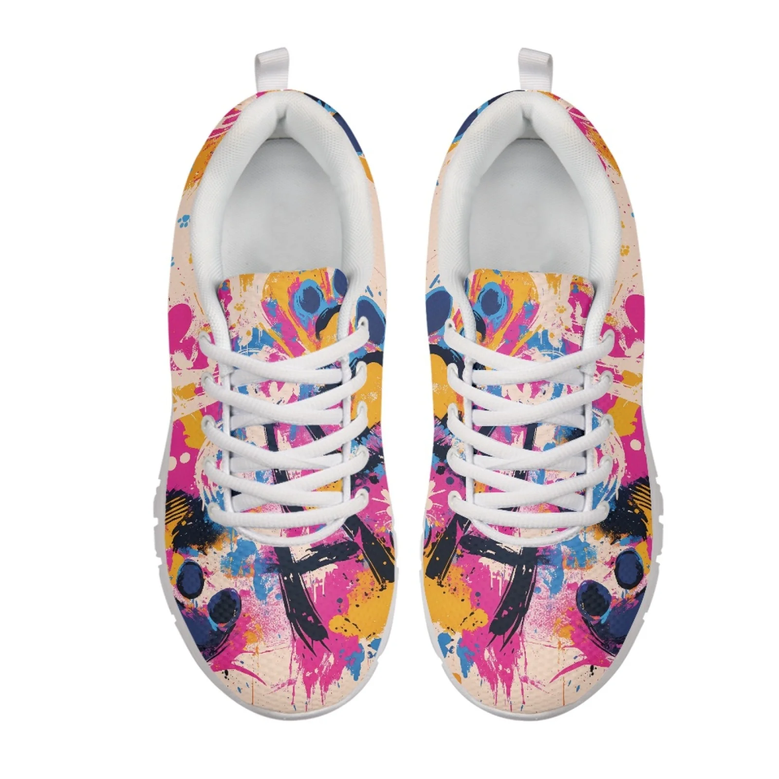 Coloranimal Paw Print Splash Art Women Sneakers Soft Anti-Slip Women Running Shoes for Jogging