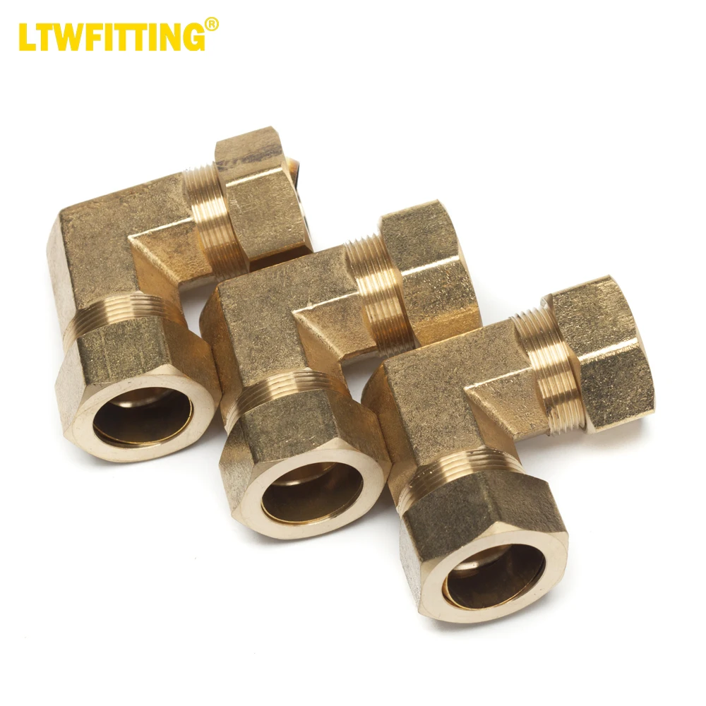 LTWFITTING 7/8-Inch OD 90 Degree Compression Union Elbow,Brass Compression Fitting(Pack of 3)