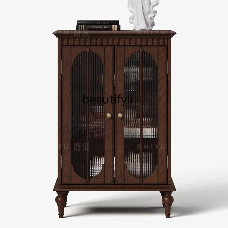 YH American side cabinet storage solid wood high edge French retro wine cabinet locker