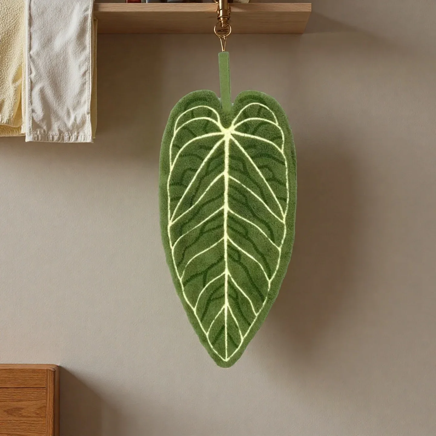 منشفة أوراق الشجر، قماش تنظيف المطبخ المخملي المرجاني، ليس من السهل تسليط الشعر، مجوهرات معلقة سميكة وماصة، امتصاص قوي للماء