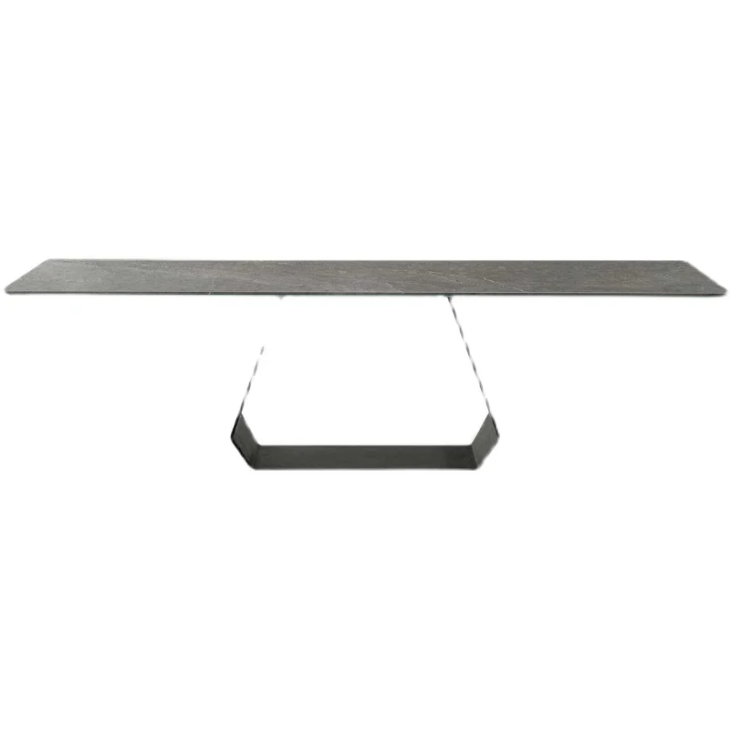 

Минималистская постмодернистская гостиная, прямоугольный обеденный стол, заводская светлая роскошь, металлический обеденный стол, большой стол