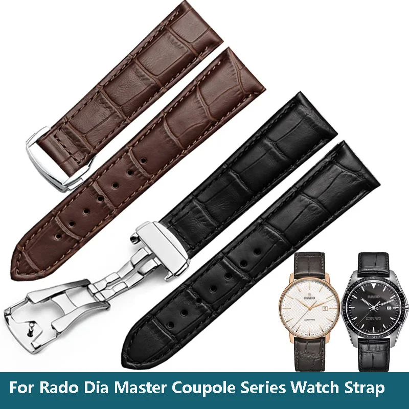 High Quality Genuine Leather Watchband For Rado Dia Master Coupole Series R22861165 R14129116 Watch Strap Men Women Bracelet 19