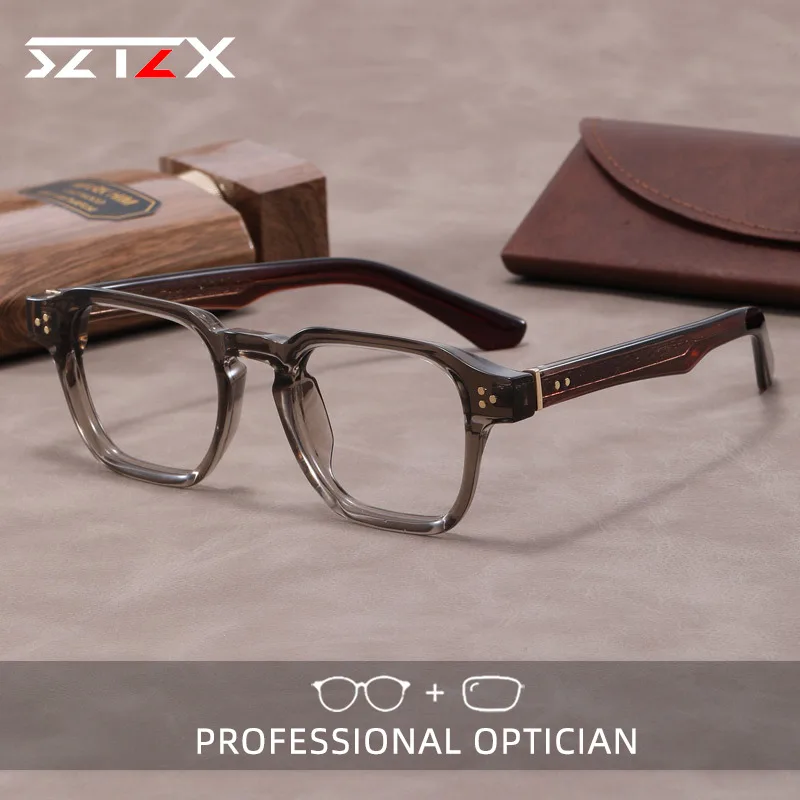 Lunettes de lecture progressives carrées de style décontracté, anti-lumière bleue, rétro et polyvalentes, pour myopie, de la marque SZTZX
