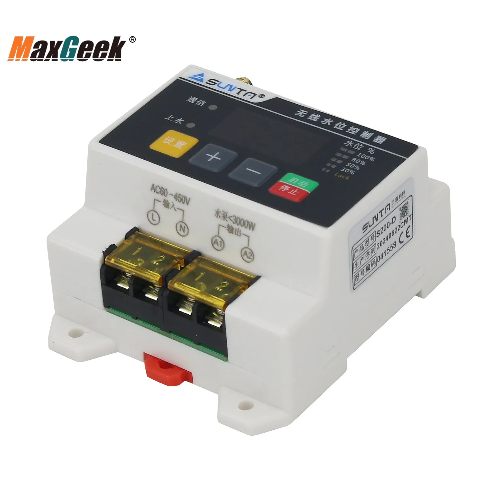Imagem -04 - Maxgeek-controlador de Nível de Água Automático sem Fio sem Barreiras Adaptador de Energia S200-d 1000m