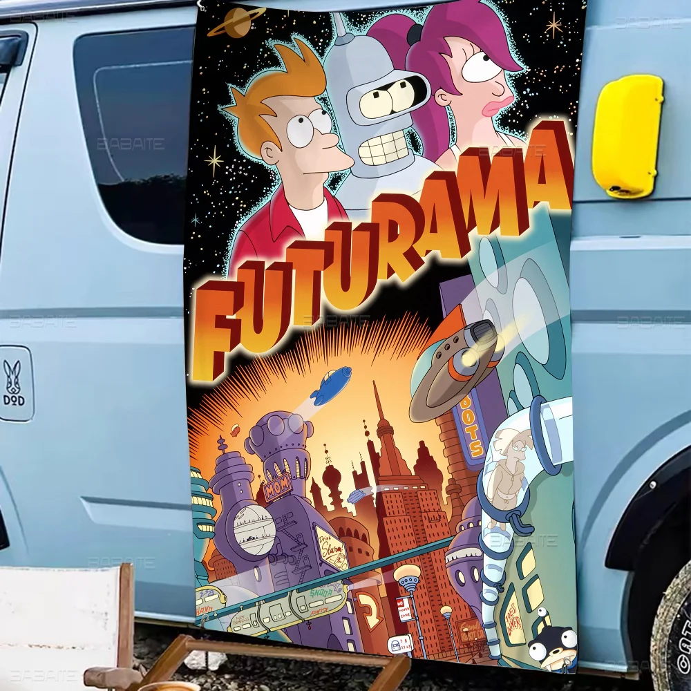 Cartoon F-Futurama Banner INS Style Outdoor Party Decoration Atmosphere Flag