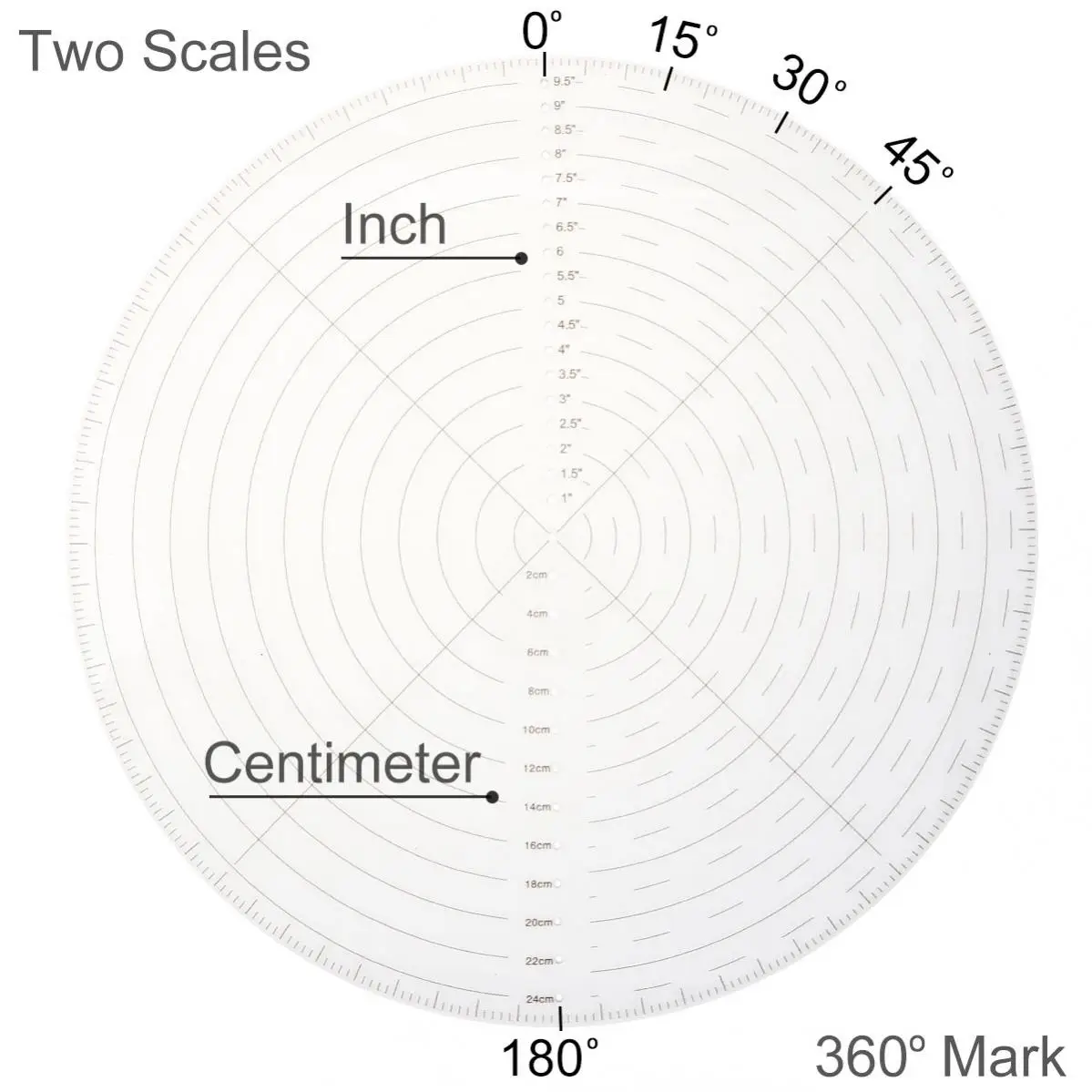 10 Inch Round Center Finder Compass Imperial Metric Clear Acrylic Circle Gauge Double Scale for Drawing Wood Turning Lathe Work