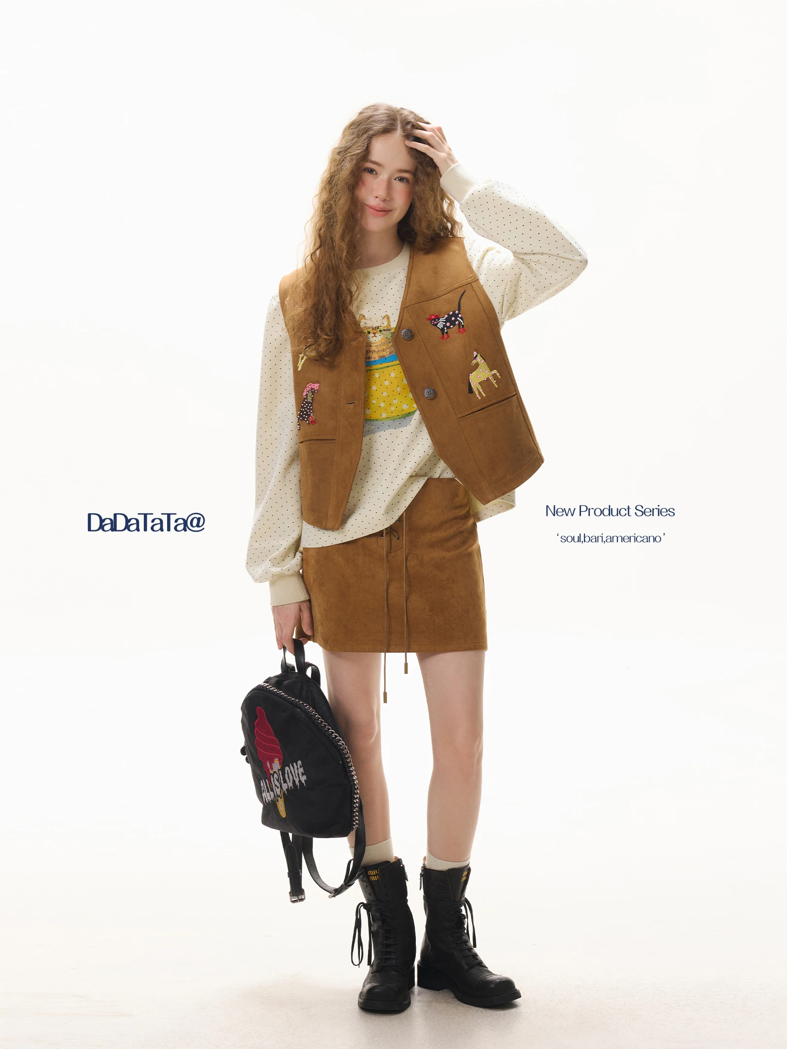 

Женский модный комплект Dadatata большого размера: вышитый жилет и юбка, коллекция White Label Western Fairy Tale, весенний сезон