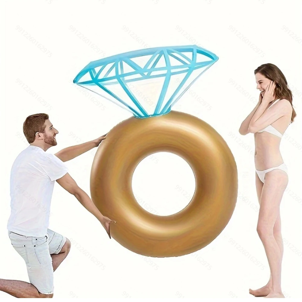 Giant Inflatable Diamond Ring Pool Float Engagement Ring Bachelorette Party Float Swimming Tube Floaty Outdoor Water Lounge