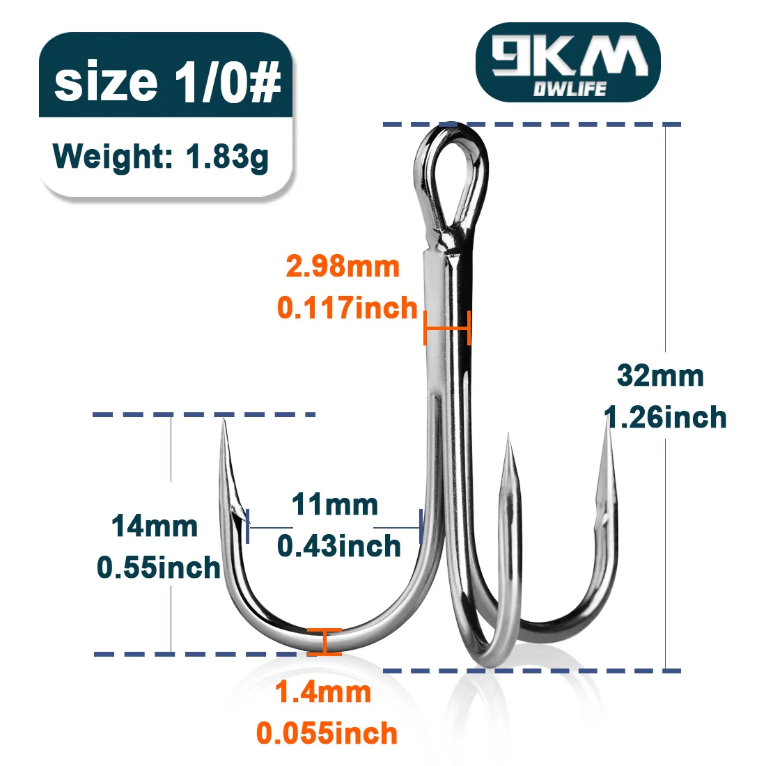 9KM Angelhaken 25~50 Stück Rundbogen-Dreifachhaken Ersatzhaken für Crankbait-Köder Süßwasser- und Salzwasserangeln