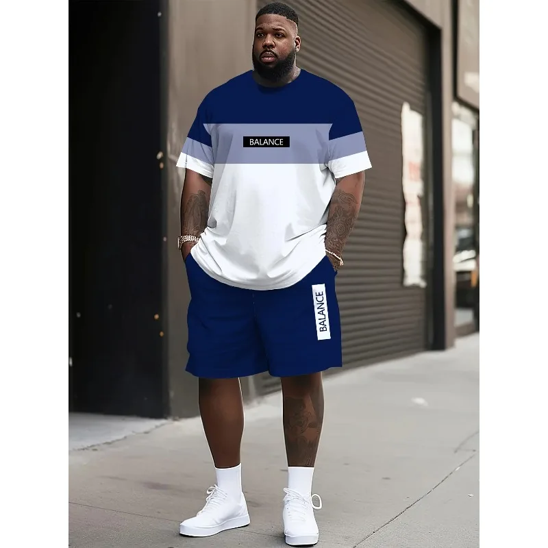 2025 Fashion Summer 3D Printed Short Sleeved Top and Shorts 2-piece Set Large Men's Outdoor Casual T-shirt and Shorts Set