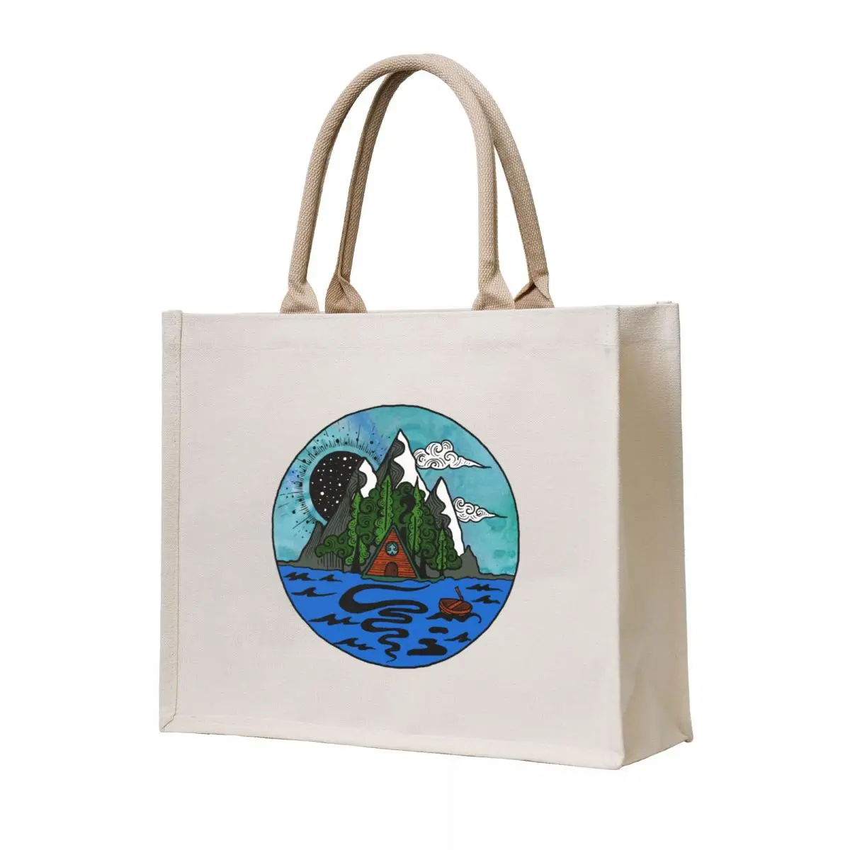 

Mountain Wilderness Watercolor Sky Tote Bag bag luxury women ecological bags canvas tote shopping bag logo