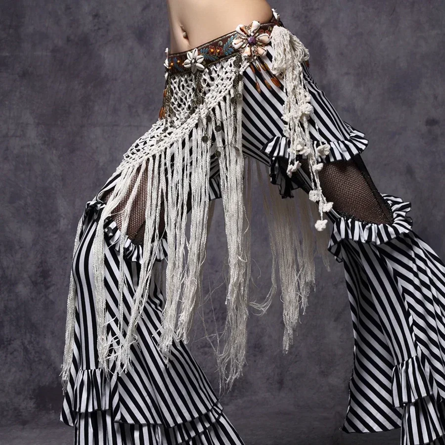 Tribal ATS Belt Belly Dance Hip Scarf Costumes Tassel Coin Gypsy Bellydance Style Handmade Hip Scarf Accessories Adjustable