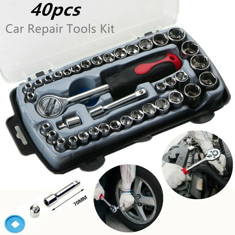 BINOAX 40pcs Car Repair Tool Socket Set Ratchet Wrench Spanner Combination Hand Tools