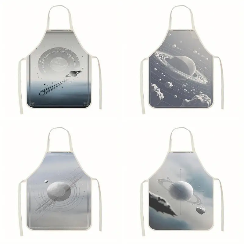 

Фартук в космической тематике. Льняной фартук, подходящий для приготовления пищи на кухне, общения родителей и детей, рисования и других занятий.