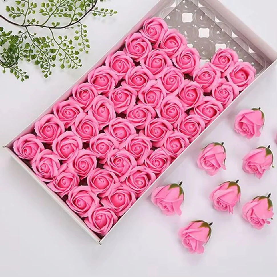 

50pcs Soap Rose Flowers Wedding Wall Home Garden garland Decor Valentine Party Diy Gift box Bride bouquet Wrist Flower Ornaments