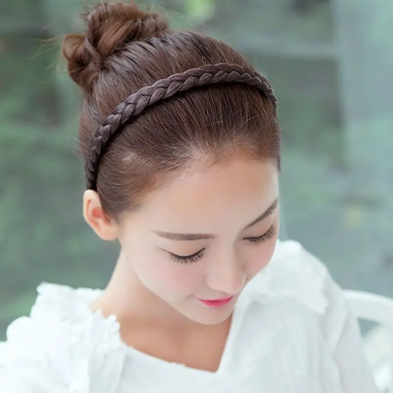 

Korean style women's woven headband, hand woven beautiful Western style wig, anti slip headband daily seasonal hair accessories