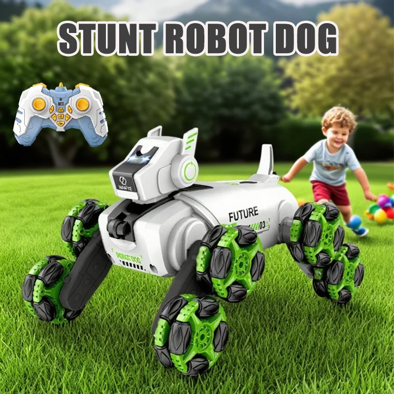 

RC Stunt Dog Робот с дистанционным управлением Интеллектуальный трюк Механический спрей Режим собаки Музыка Вращение на 360 градусов Дрифт Домашнее животное Детские игрушки Подарки