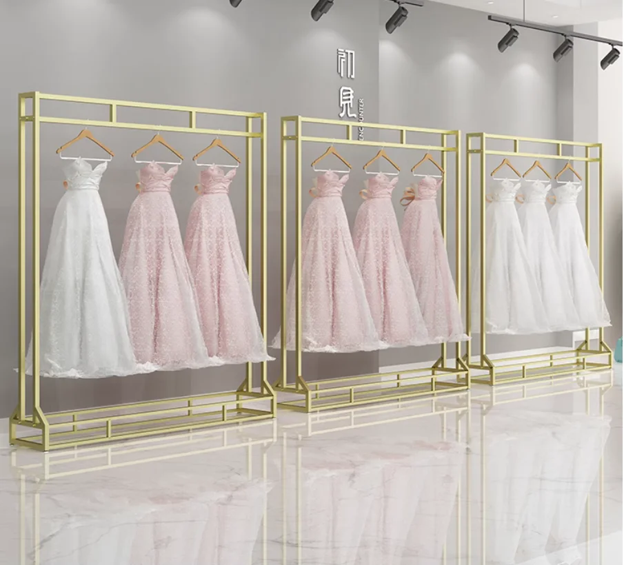 

Wedding dress display rack, floor-to-floor photo studio hanger, dress rack, double-layer suit rack