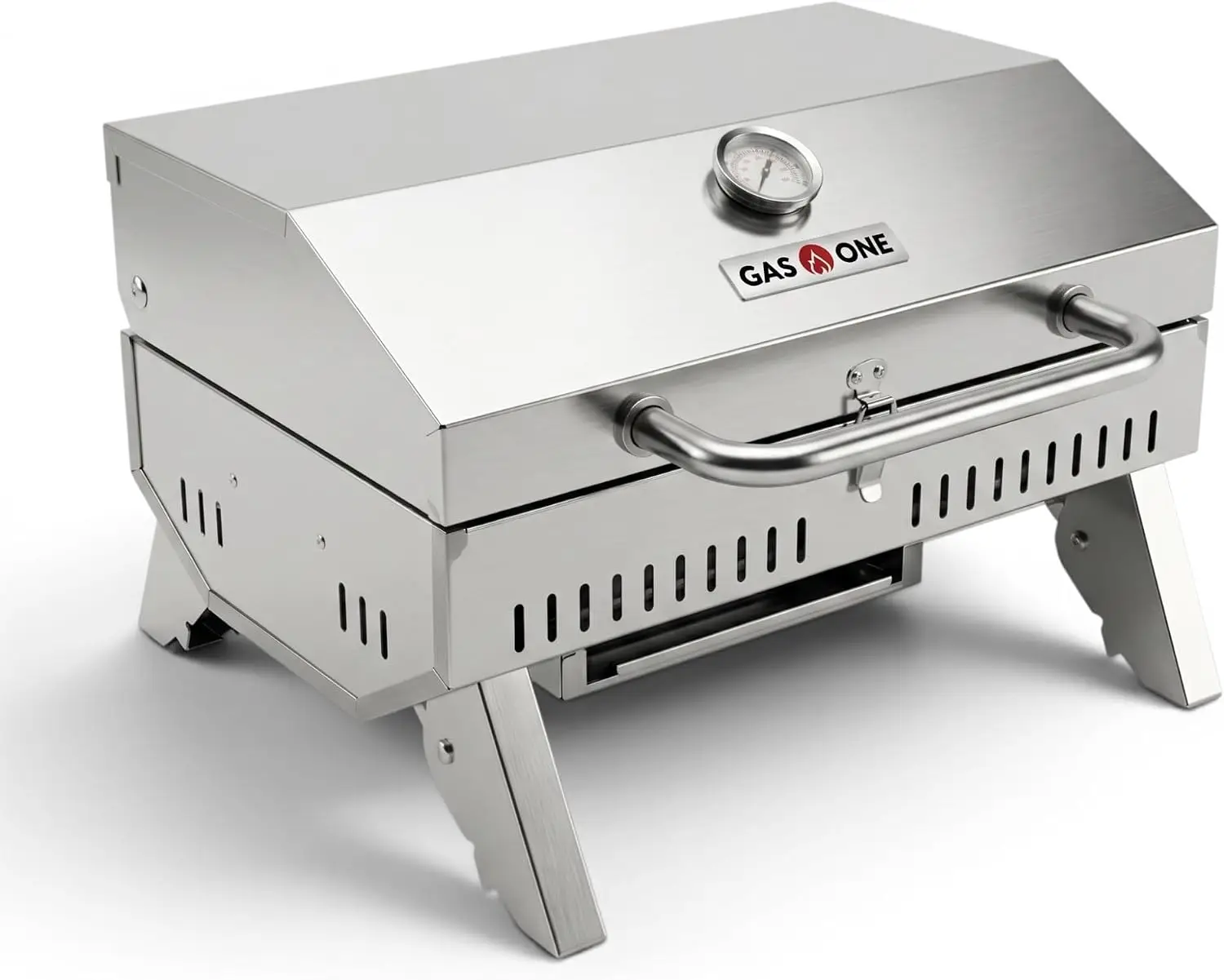 Portable 18-Inch Stainless Steel Tabletop Grill with Heat Control and Built-In Design