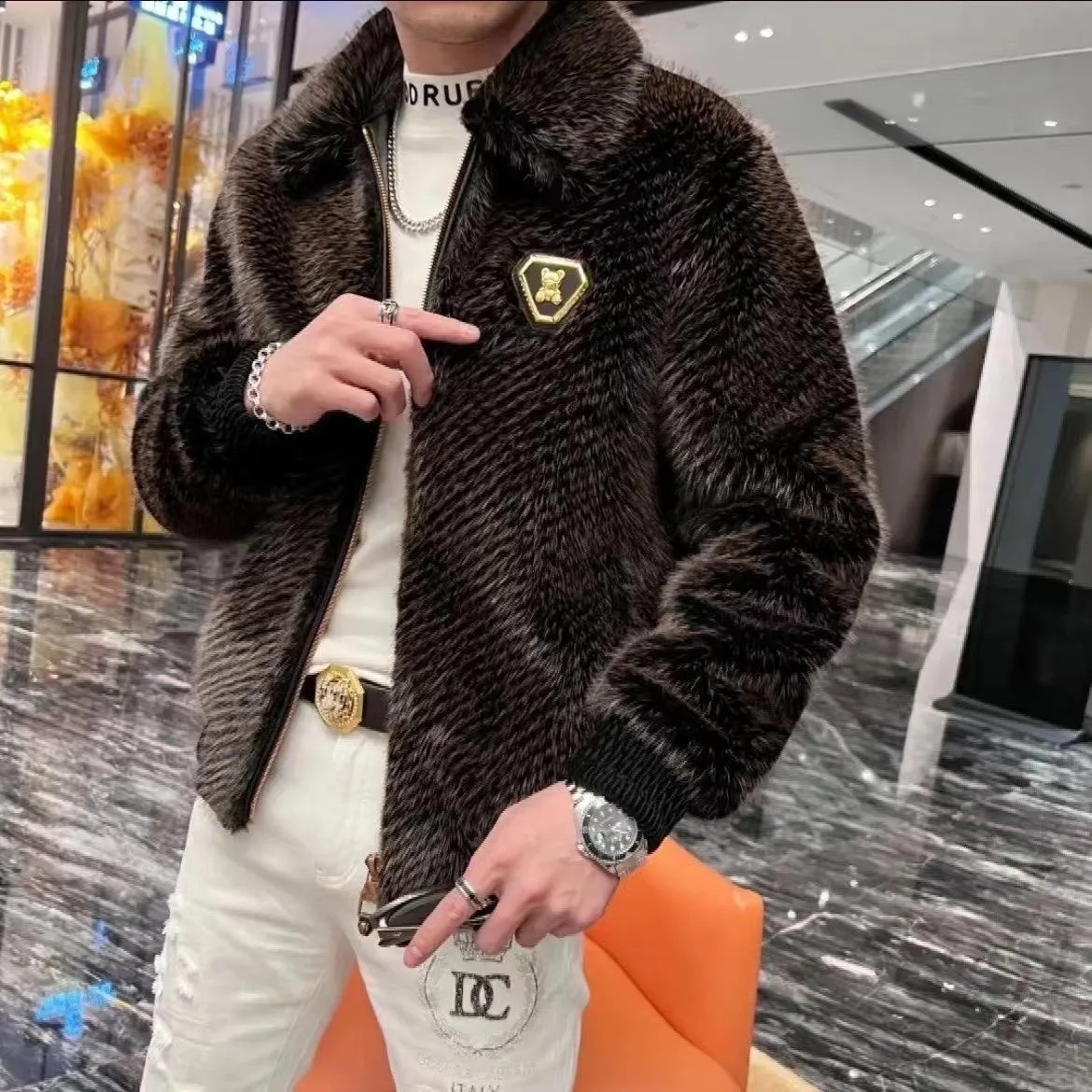 

Winter Imitation North American Mink Fur Coat Men's Fur Winter New Style Original Ecology Warm and Fashionable Men