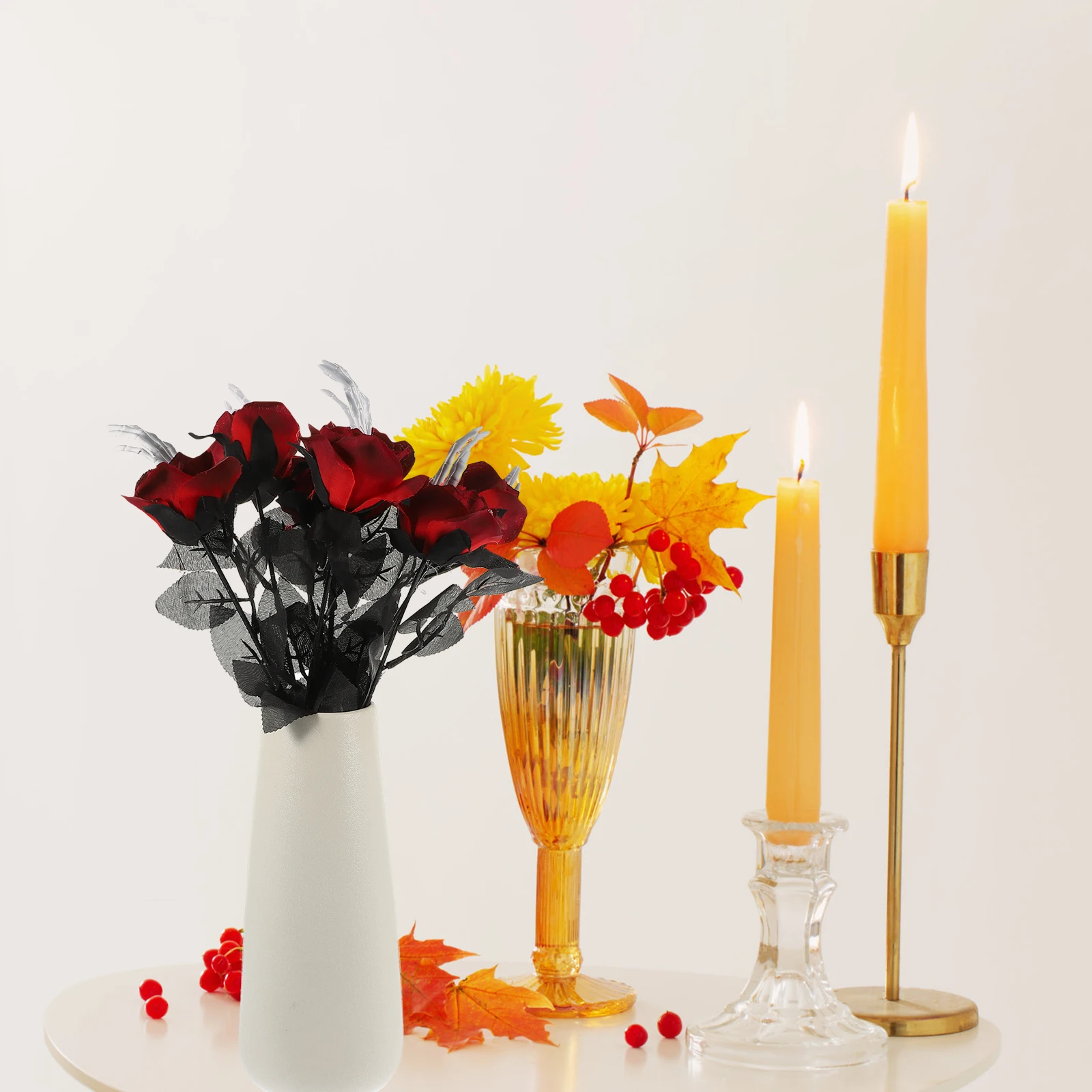 

6pcs Hand Halloween Fake Flower Artificial Floral Decor Bouquet Spooky Party Scary Flower Halloween Decoration