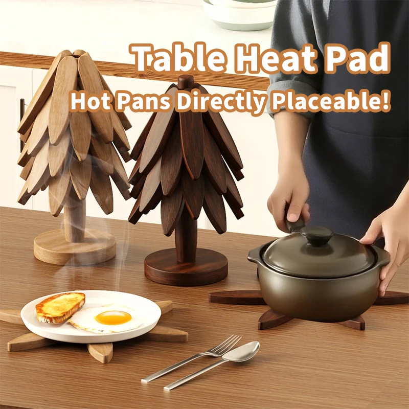 Hot-Selling Christmas Tree Heat Insulation Mats: Premium Wooden Table Mats-Heat-Resistant Anti-Scald Coasters for Plates & Bowls