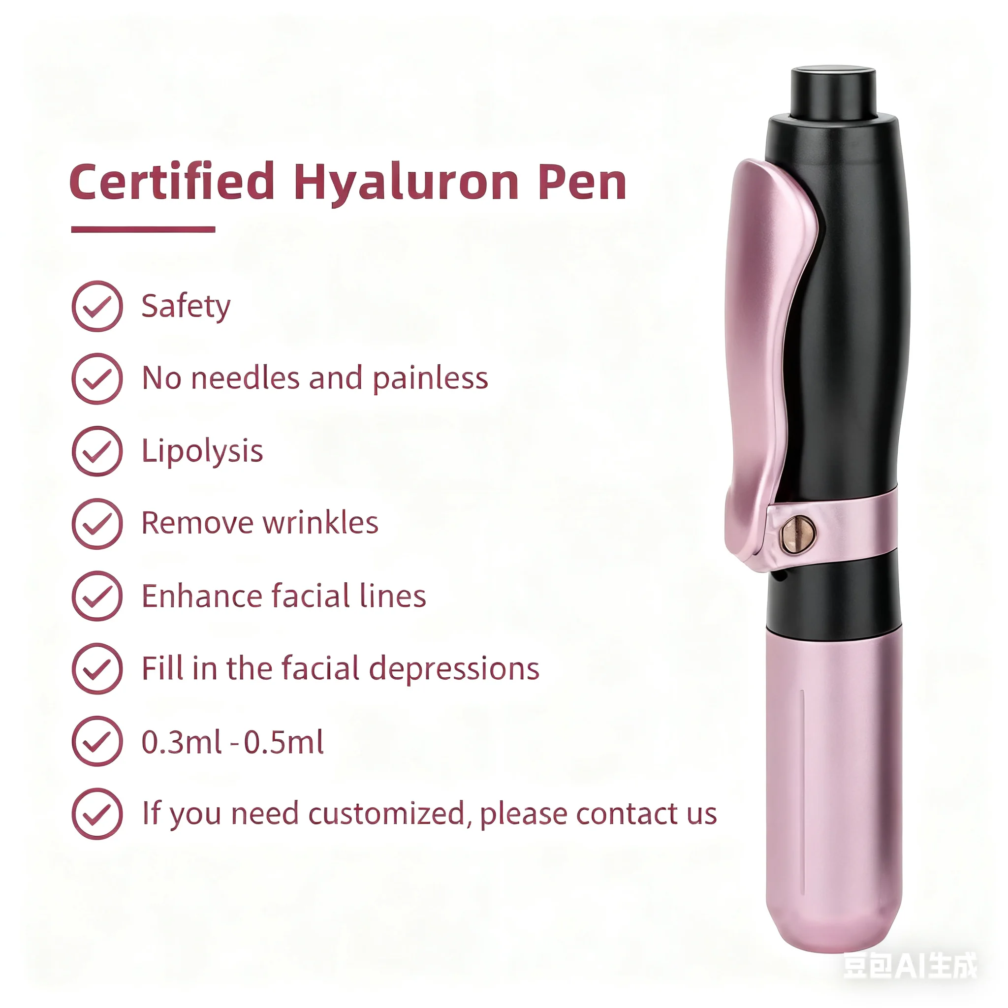

0.3/0.5ML Hyaluron Acid Pen Adjustable Pressure Reduce Blemishes Wrinkles Thickening Lips Acid Syringe Atomizer Thickening Lips