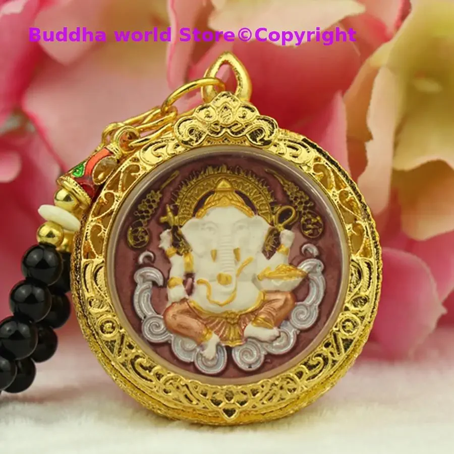 Southeast Asia Thailand God of wealth Elephant GANESH temple Buddhism bring fortune Money GOOD LUCK Buddha card Pendant Amulet