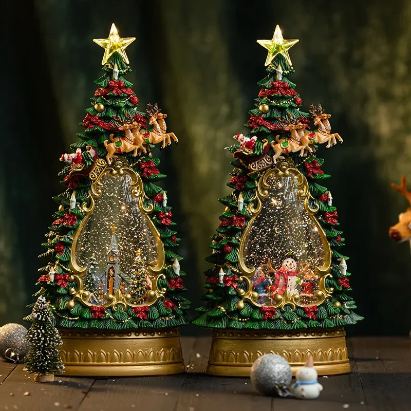 Christmas Snowman Music Box Tree Decoration Festive Scene Arrangement Ornament for Kids Gift Holiday Home Decor Wholesale