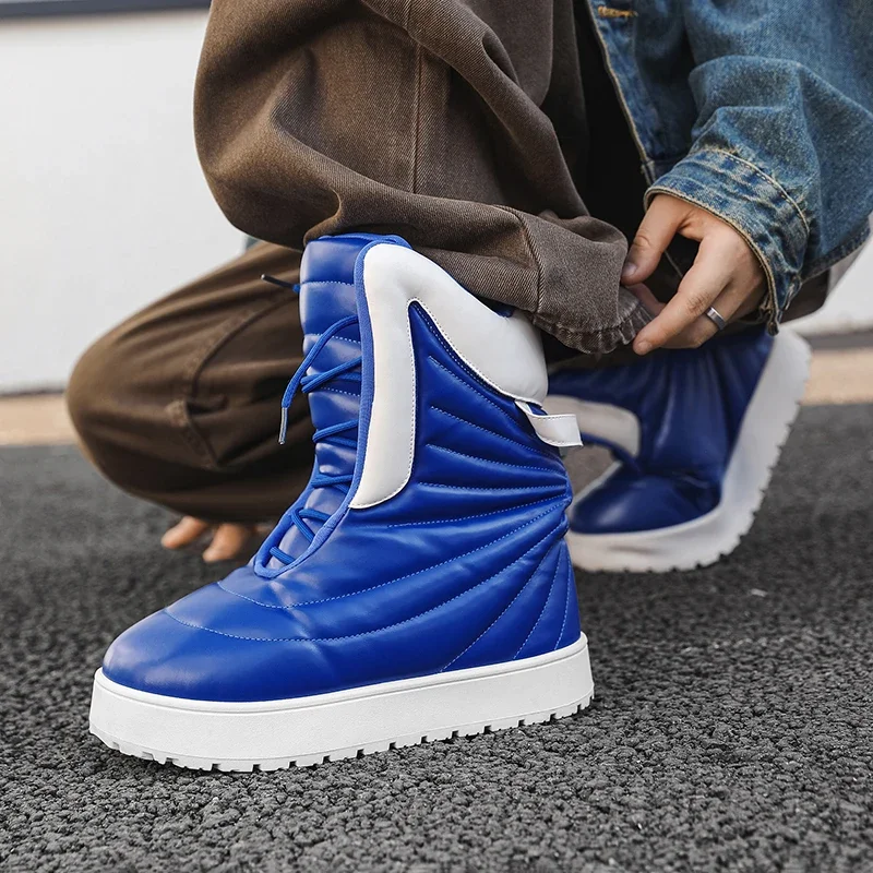 

men's platform Snow Boots Outdoor Thickened Cold proof Warm man boots fad designer thick sole men long cotton boots botas hombre