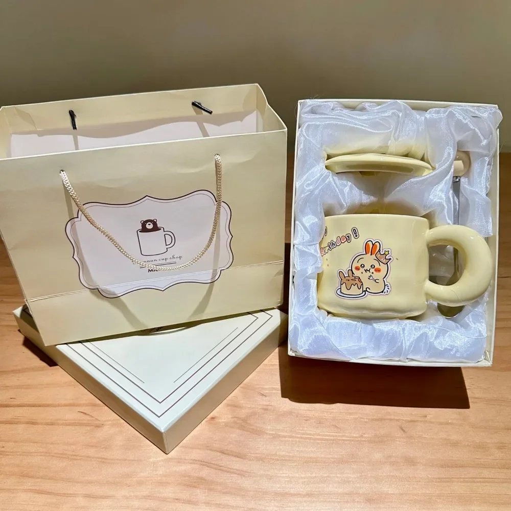 Miniso-taza de agua Chiikawa de dibujos animados Kawaii para niños, taza de almacenamiento de café de cerámica de dibujos animados, Ins, regalos de cumpleaños encantadores