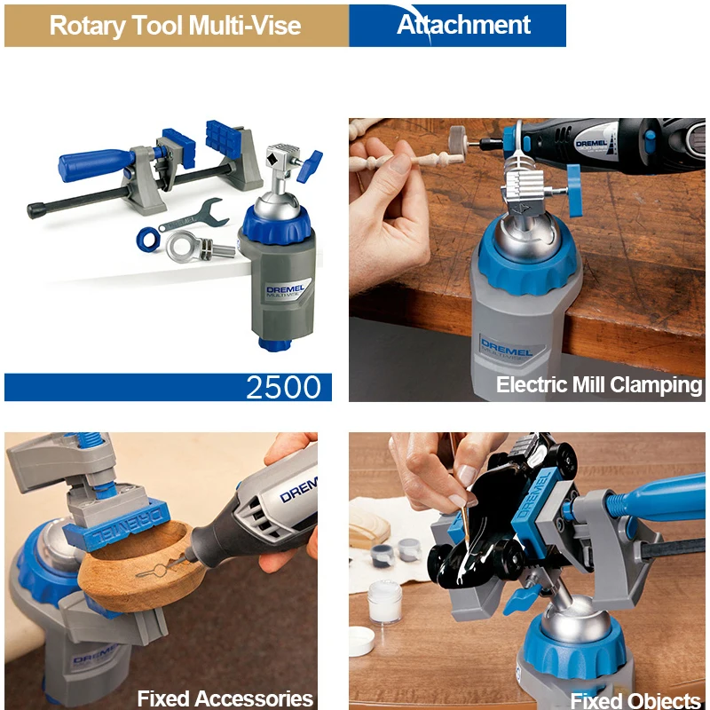 Dremel 2500-01 Multi-Vise 3 in 1 Adjustable Bench Vice with Clamp Tool Holder Workstation Portable Vise Rotary Tool Accessory