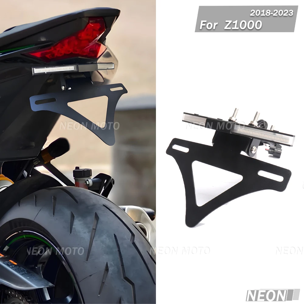 

Universal Motorcycle For Kawasaki Z1000 2018-2023 Rear License Plate Bracket Mount Holder With LED Light kit ﻿